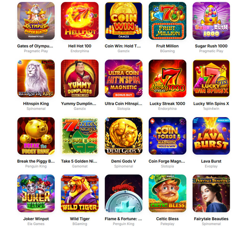 HitNSpin beliebte Spiele auf dem Desktop