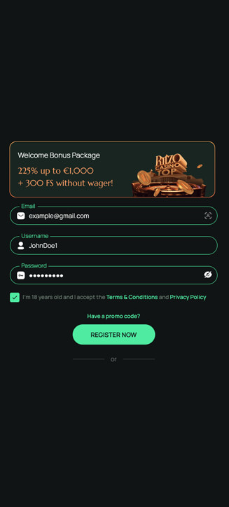 Ritzo Registrierungsprozess auf dem Handy